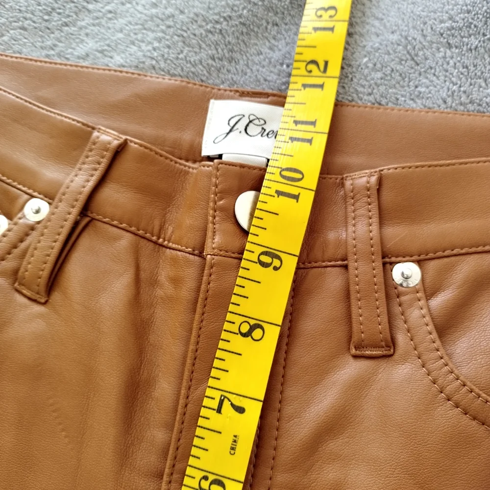 J. Crew High-rise slim demi-boot pant in faux leather Brown Sz 27